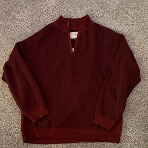 Flag & Anthem Men's Sweater Maroon Quarter-Zip Pullover XL